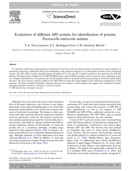 Evaluation of Different API Systems for Identification of Porcine Pasteurella Multocida Isolates