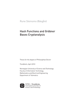 Hash Functions and Gröbner Bases Cryptanalysis