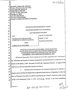 Winston & Strawn's Cover Sheet Application for Allowance