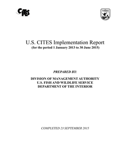 U.S. CITES Implementation Report 2013-2015