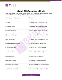 List of Chief Justices of India There Have Been 47 Chief Justices in India Till Date