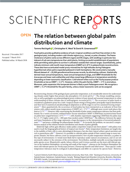 The Relation Between Global Palm Distribution and Climate Tammo Reichgelt 1, Christopher K