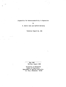 Piagnostics for Heteroscedasticity in Regression by R. Dennis Cook and Sanford Weisberg