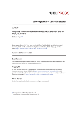 London Journal of Canadian Studies Article