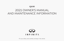 2021 Owner's Manual and Maintenance Information