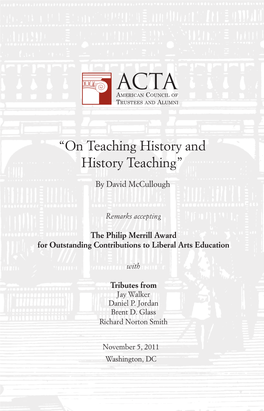 “On Teaching History and History Teaching”