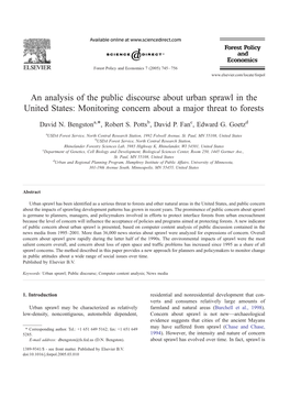 An Analysis of the Public Discourse About Urban Sprawl in the United States: Monitoring Concern About a Major Threat to Forests