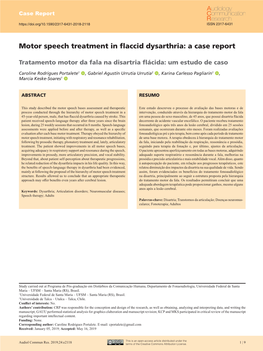 Motor Speech Treatment in Flaccid Dysarthria: a Case Report