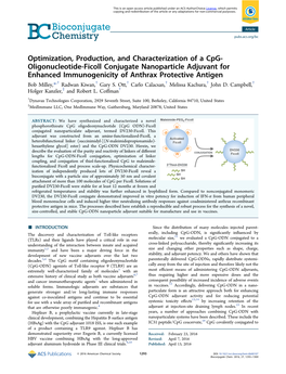 Oligonucleotide-Ficoll Conjugate Nanoparticle Adjuvant for Enhanced Immunogenicity of Anthrax Protective Antigen † † † † † † Bob Milley,*, Radwan Kiwan, Gary S