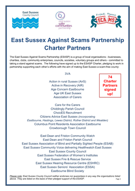 East Sussex Against Scams Partnership Charter Partners