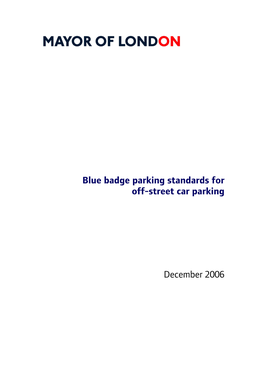 Blue Badge Parking Standards for Off-Street Car Parking