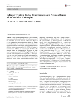 Defining Trends in Global Gene Expression in Arabian Horses with Cerebellar Abiotrophy