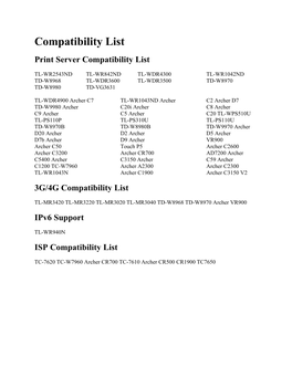 Compatibility List Print Server Compatibility List