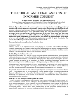 The Ethical and Legal Aspects of Informed Consent