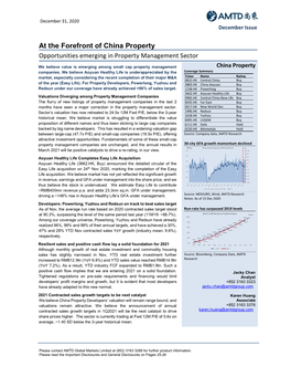 At the Forefront of China Property Dec 31, 2020