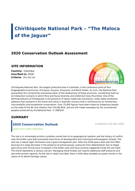 2020 Conservation Outlook Assessment