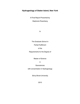 Hydrogeology of Staten Island, New York