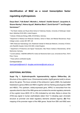 Identification of MAZ As a Novel Transcription Factor Regulating Erythropoiesis