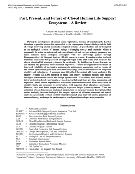 Past, Present, and Future of Closed Human Life Support Ecosystems - a Review