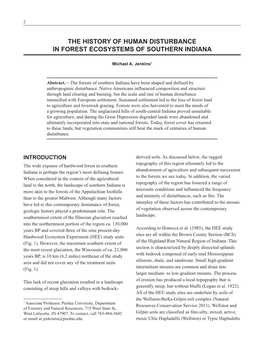 The History of Human Disturbance in Forest Ecosystems of Southern Indiana