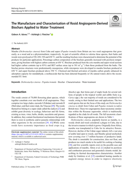 The Manufacture and Characterisation of Rosid Angiosperm-Derived Biochars Applied to Water Treatment