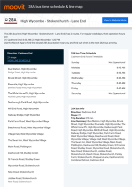 28A Bus Time Schedule & Line Route