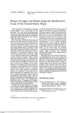 Origin of Capes and Shoals Along the Southeastern Coast of the United States: Reply