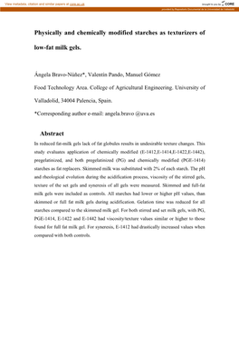 Physically and Chemically Modified Starches As Texturizers of Low-Fat