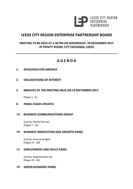 (Public Pack)Agenda Document for Leeds City Region Enterprise Partnership Board, 29/11/2017 14:30