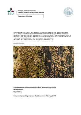 Rence of the Red-Listed Carbonicola Anthracophila and C