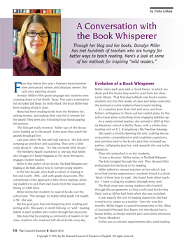 A Conversation with the Book Whisperer Through Her Blog and Her Books, Donalyn Miller Has Met Hundreds of Teachers Who Are Hungry for Better Ways to Teach Reading