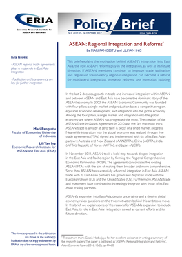 Regional Integration and Reforms* by MARI PANGESTU and LILI YAN ING