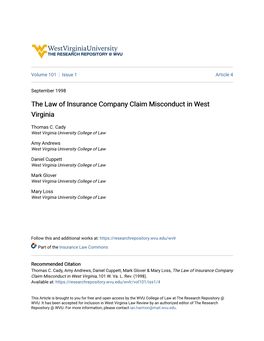 The Law of Insurance Company Claim Misconduct in West Virginia