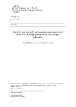 Sensitivity Analysis, Molecular Systematics and Natural History Evolution of Scathophagidae (Diptera: Cyclorrhapha: Calyptratae)