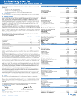 Sanlam Kenya Results Audited Financial Statements for the Period Ended 31St December 2016
