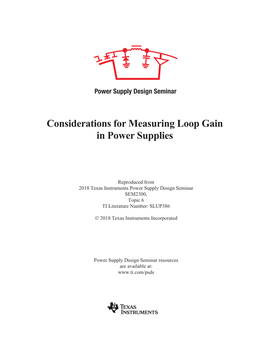 Considerations for Measuring Loop Gain in Power Supplies