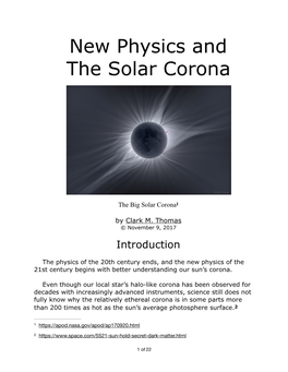 New Physics and the Solar Corona