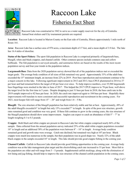 Raccoon Lake Fisheries Fact Sheet