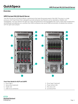 HPE Proliant ML110 Gen10 Server Overview