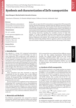 Synthesis and Characterization of Znte Nanoparticles