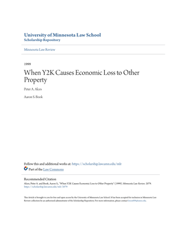 When Y2K Causes Economic Loss to Other Property Peter A