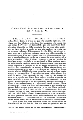 O General San Martin E Seu Amigo John Miers (*)