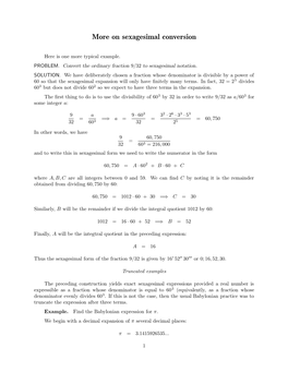 More on Sexagesimal Conversion