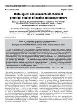 Histological and Immunohistochemical Practical Studies of Canine Cutaneous Tumors