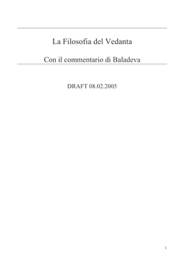 La Filosofia Del Vedanta