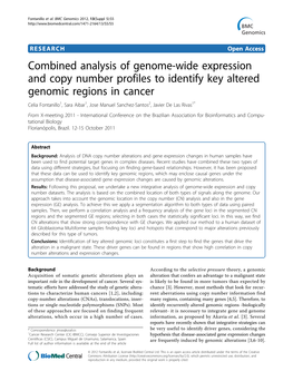 Combined Analysis of Genome-Wide Expression and Copy Number