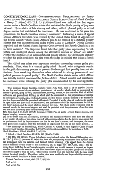 Alford Was Indicted for First Degree Murder Under a North Carolina Statute That Restricted the Death Penalty of Jury Con- Vicions