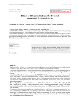 Efficacy of Different Methods Used for Dry Socket Management: a Systematic Review