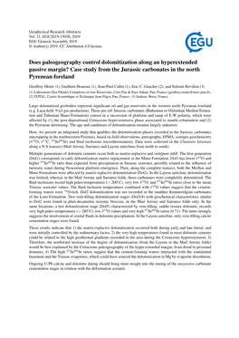 Does Paleogeography Control Dolomitization Along an Hyperextended Passive Margin? Case Study from the Jurassic Carbonates in the North Pyrenean Foreland