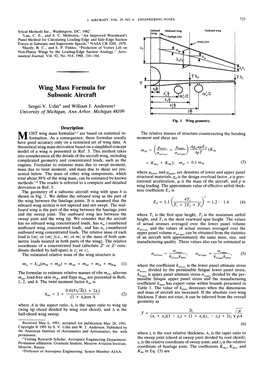 Wing Mass Formula for Subsonic Aircraft